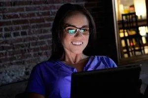 glasses american woman night computer
