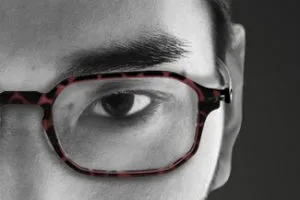 man with prescription glasses